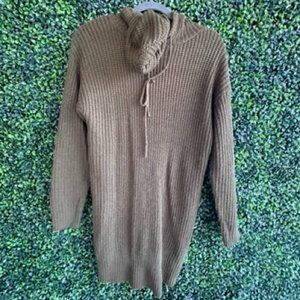 Knit Sweater Dress with Hoodie